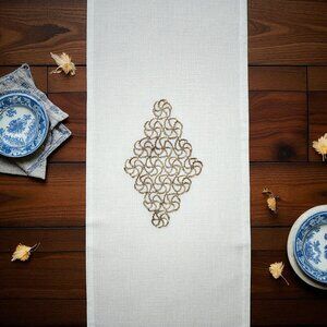 Antique Tatted Tan Centerpiece Doily With Pinwheel Design 19"x12" Handmade Event